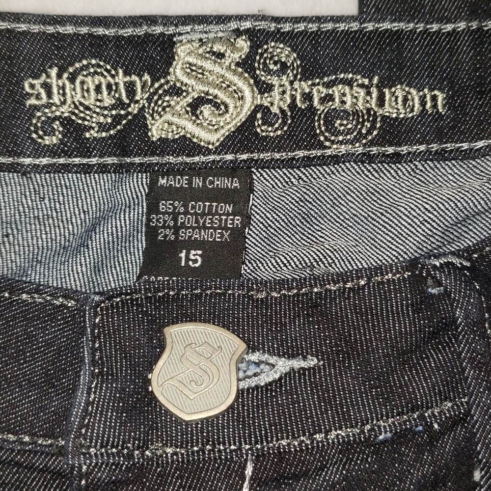 Black Jeans w Embellished Pockets, Sz 15, Shorty Brand - Picture 6 of 8